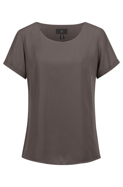 Damen Chiffon Shirt 6577 Kurzarm mit Rundhals